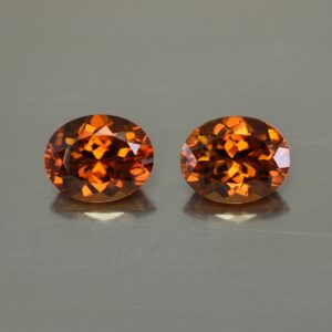 OrangeZircon oval pair 10.1x8.0mm 8.12cts N zn466