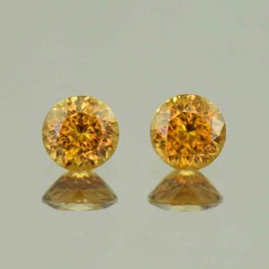 OrangeZircon round pair 6.0mm 2.55cts N zn6563