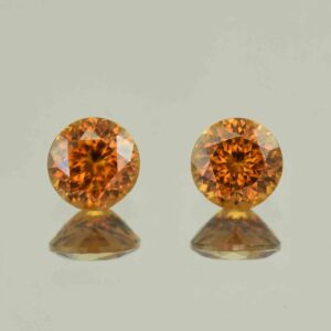 OrangeZircon round pair 6.0mm 2.69cts N zn6565