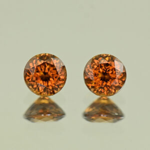 OrangeZircon round pair 6.0mm 2.78cts N zn7838