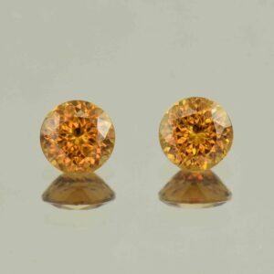 OrangeZircon round pair 6.5mm 3.26cts N zn6572