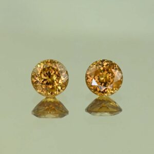 OrangeZircon round pair 6.5mm 3.29cts N zn4125