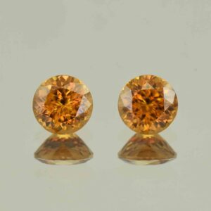 OrangeZircon round pair 6.5mm 3.38cts N zn6575