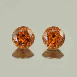 OrangeZircon round pair 7.0mm 3.92cts N zn6578