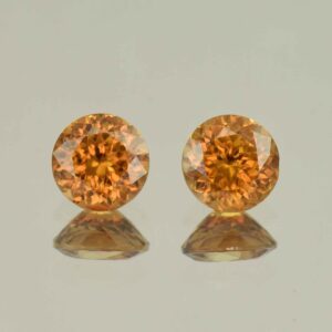 OrangeZircon round pair 7.0mm 4.02cts N zn6583