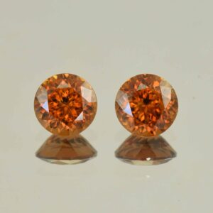 OrangeZircon round pair 7.5mm 4.86cts N zn6588