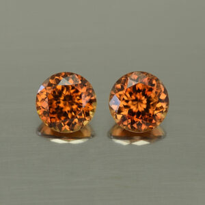 OrangeZircon round pair 7.5mm 4.93cts N zn4135