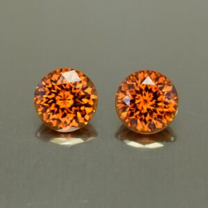OrangeZircon round pair 7.5mm 5.28cts N zn1996 SOLD