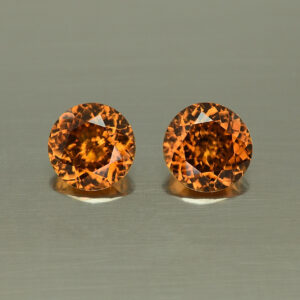 OrangeZircon round pair 8.0mm 5.10cts N zn4531 SOLD