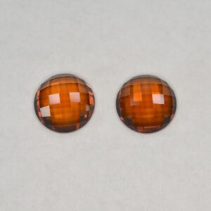 OrangeZircon round rose cut pair 11.5mm 15.02cts N a zn1387