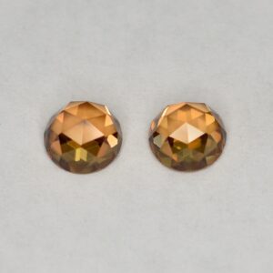 OrangeZircon round rose cut pair 5.0mm 1.64cts N a zn2832