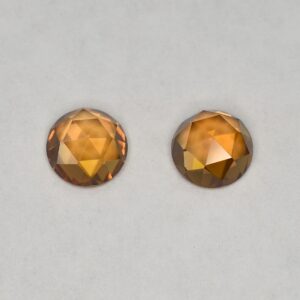 OrangeZircon round rose cut pair 6.0mm 2.57cts N a zn2837
