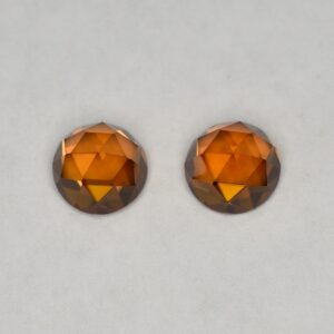 OrangeZircon round rose cut pair 6.0mm 2.95cts N a zn2835