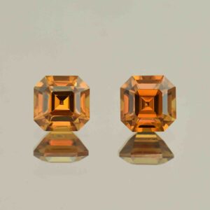 OrangeZircon sq eme cut pair 6.0mm 3.39cts N zn6602 SOLD