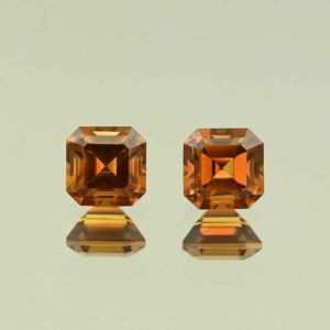 OrangeZircon sq eme cut pair 6.0mm 3.79cts N zn7619