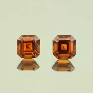 OrangeZircon sq eme cut pair 6.4mm 4.28cts N zn7620 scaled 1