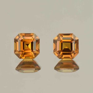 OrangeZircon sq eme cut pair 6.5mm 3.86cts N zn6605