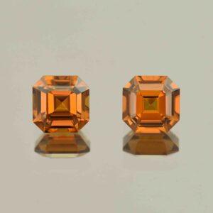 OrangeZircon sq eme cut pair 6.5mm 3.93cts N zn6606