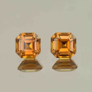 OrangeZircon sq eme cut pair 6.5mm 4.03cts N zn6607