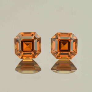 OrangeZircon sq eme cut pair 6.5mm 4.10cts N zn6608