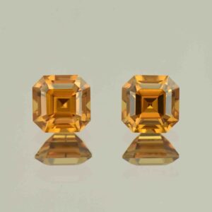 OrangeZircon sq eme cut pair 6.5mm 4.13cts N zn6610
