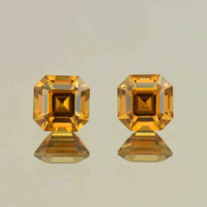 OrangeZircon sq eme cut pair 6.5mm 4.16cts N zn6611 scaled 1