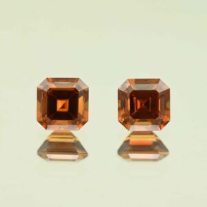 OrangeZircon sq eme cut pair 6.5mm 4.43cts N zn7621 scaled 1