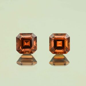 OrangeZircon sq eme cut pair 6.5mm 4.45cts N zn7622 scaled 1