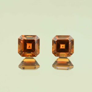 OrangeZircon sq eme cut pair 6.5mm 4.73cts N zn7627 scaled 1