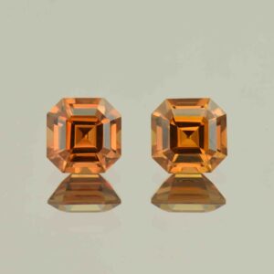 OrangeZircon sq eme cut pair 7.0mm 4.87cts N zn6612