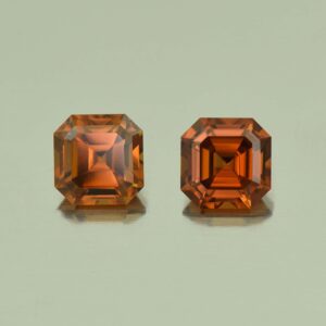OrangeZircon sq eme cut pair 7.0mm 4.97cts N zn5348 SOLD