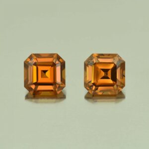 OrangeZircon sq eme cut pair 7.0mm 5.06cts N zn5349 scaled 1 SOLD