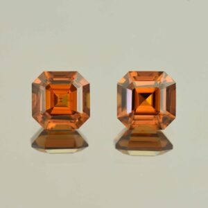 OrangeZircon sq eme cut pair 8.0mm 7.06cts N zn6613 scaled 1