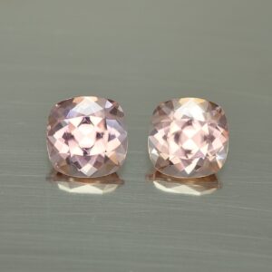 PinkChampagneZircon sq cush pair 8.5mm 8.16cts H zn4431 SOLD
