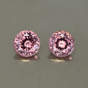 ROseZircon round pair 6.5mm 3.16cts zn3421 SOLD