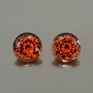 RedOrangeZircon round pair 11.5mm 17.04cts zn631
