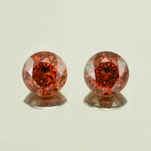 RedOrangeZircon round pair 12.0mm 19.28cts N zn6629 scaled 1
