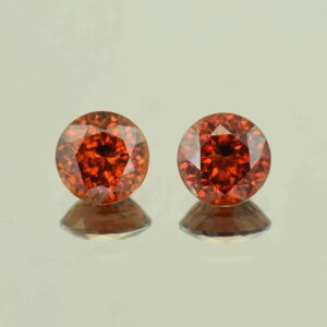 RedOrangeZircon round pair 9.0mm 8.46cts N zn6627 scaled 1