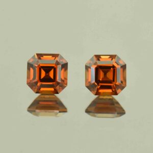 RedOrangeZircon sq eme cut pair 6.0mm 3.09cts N zn6632