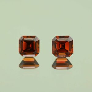 RedOrangeZircon sq eme cut pair 6.0mm 3.73cts N zn7634 scaled 1