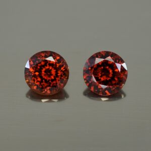 RedZircon round pair 9.1mm 7.75cts N zn444 SOLD