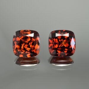 RedZircon sq cush pair 14.5 14.6mm 39.13cts a zn534 SOLD