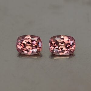 RoseZircon cush pair 8.5x6.5mm 5.00cts zn1603