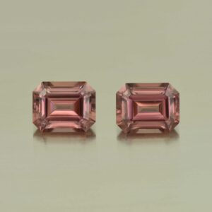 RoseZircon eme cut pair 10.0x8.0mm 10.20cts H zn5158 scaled 1 SOLD