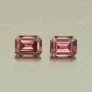 RoseZircon eme cut pair 10.0x8.0mm 10.21cts H zn5159 scaled 1