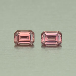 RoseZircon eme cut pair 7.0x4.9 6.8x4.9mm 2.90cts H zn5110