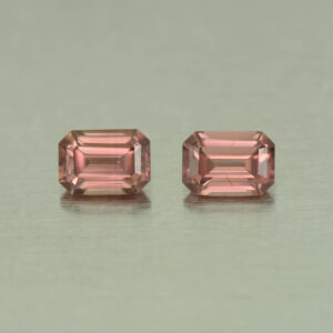 RoseZircon eme cut pair 7.0x5.0mm 2.94cts H zn5111