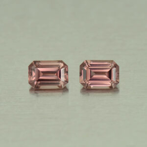 RoseZircon eme cut pair 7.0x5.0mm 3.06cts H zn5112