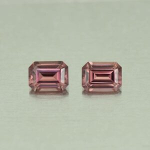 RoseZircon eme cut pair 7.9x5.9mm 4.60cts H zn5117 scaled 1 SOLD