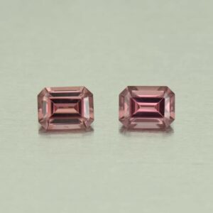 RoseZircon eme cut pair 8.0x6.0mm 4.72cts H zn5122 scaled 1 SOLD